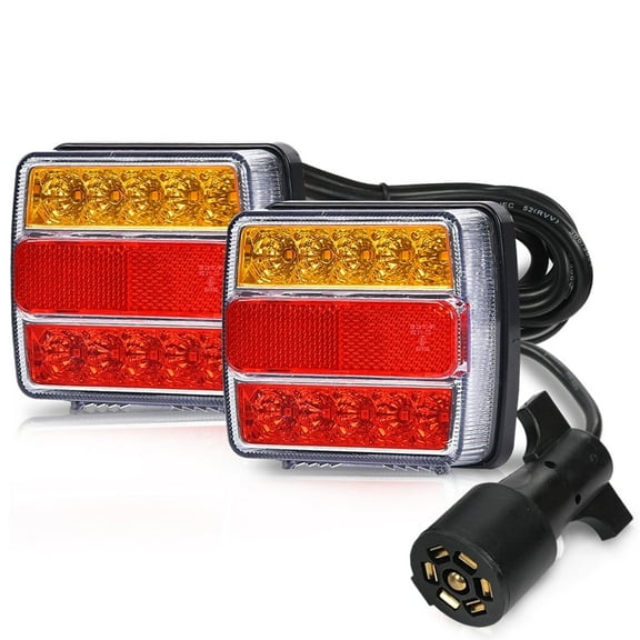 PIT66 1Pair Magnetic LED Trailer Towing Light Kit 24ft Cable with 7 Pin Plug