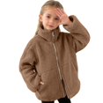 thumbnail image 4 of YunPes Cozy Fuzzy Jacket for Girls Lapel Zip Up Winter Warm Outerwear with Pockets Teen Outdoor Windproof Fleece Coat, 4 of 6