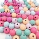 thumbnail image 3 of 40 piezas de colores de caramelo, cuentas de madera mixtas, bolas de madera de rayas de hilo para hacer joyas artesanales, 0,78 pulgadas Vhermosa, 3 of 3