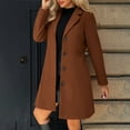 thumbnail image 3 of Perfectbot Women's Classic Notched Lapel Pea Coat, Wool Blend Single Breasted Long Trench Coat, S-5XL, 3 of 8