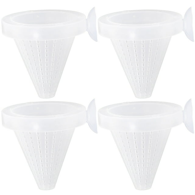 Miangastore White Plastic Fish Tank Feeder with Sucker for Earthworm Storage and Easy Cleaning 4 Pieces