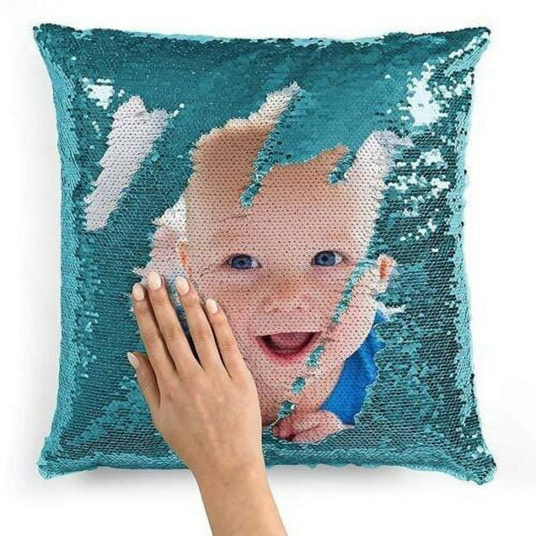Custom Photo Sequin Pillow Case Mermaid Pillow Case Magic Reversible Throw Decorative Pillow Cover Home Decor Gift for her Christmas Gifts Walmart