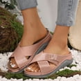 thumbnail image 2 of Mepaouo Womens Wedge Sandals Leather Arch Support Orthopedic Walking Shoes Platform Slip on Slippers, 2 of 7