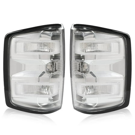 PIT66 Clear Euro Rear Tail Light Fit For 2007-2014 Chevy Silverado Pickup W/ Bulbs