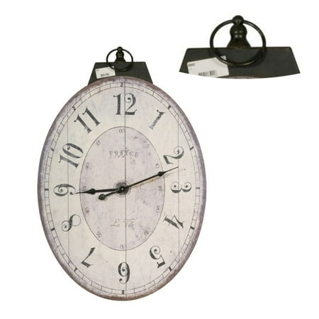 Decorative Wall Clock - Oval Distressed Design - 17.7 x 29 - Easy Hanging - Modern Home Decor