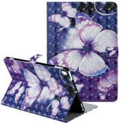 iPad 7th Gen Wallet Case, iPad 10.2" Case, Allytech Slim PU Leather Colorful Pattern 3D Design Shockproof Smart Cover Auto Sleep Wake Girls Women Covers for Apple iPad 10.2" 2019,Purple Butterfly
