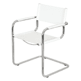 thumbnail image 7 of Breuer Chair Company Mart Stam Cantilever Armchair Arm Chair w/ Chrome Steel Frame & White Bonded Leather by Furnish Theory, 7 of 7