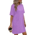 thumbnail image 4 of Perfectbot Women's Polka Dots T-Shirt Dress, Short Sleeve Crew Neck with Pockets, Loose Fit Casual Wear, 4 of 6