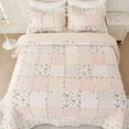 thumbnail image 3 of Evenhug Quilts 2-Piece Decorative Border Pink Patchwork Floral Twin Quilt Set With Shams, 3 of 7