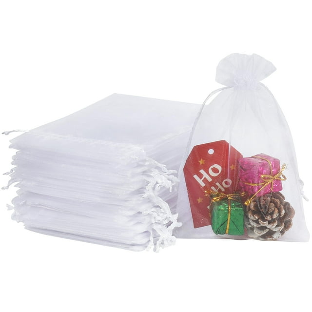 Bolsas de organza HRX, color blanco, 10 x 15 cm, 100 unidades, para regalos