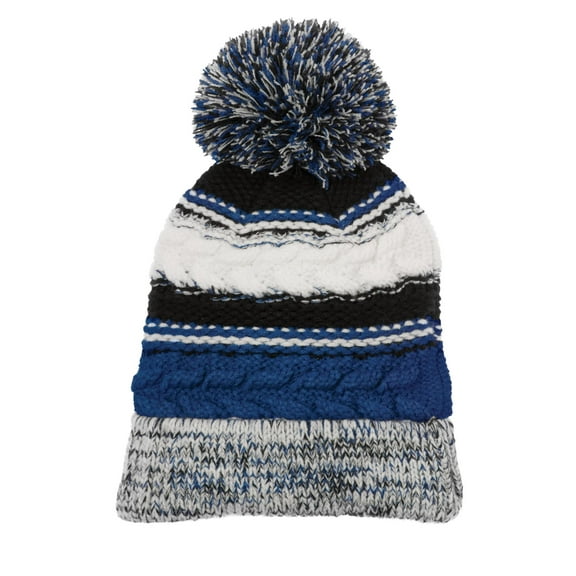 Sport-Tek Pom Pom Team Beanie. Stc21 , STC21 , True Royal/ Black/ White , One Size