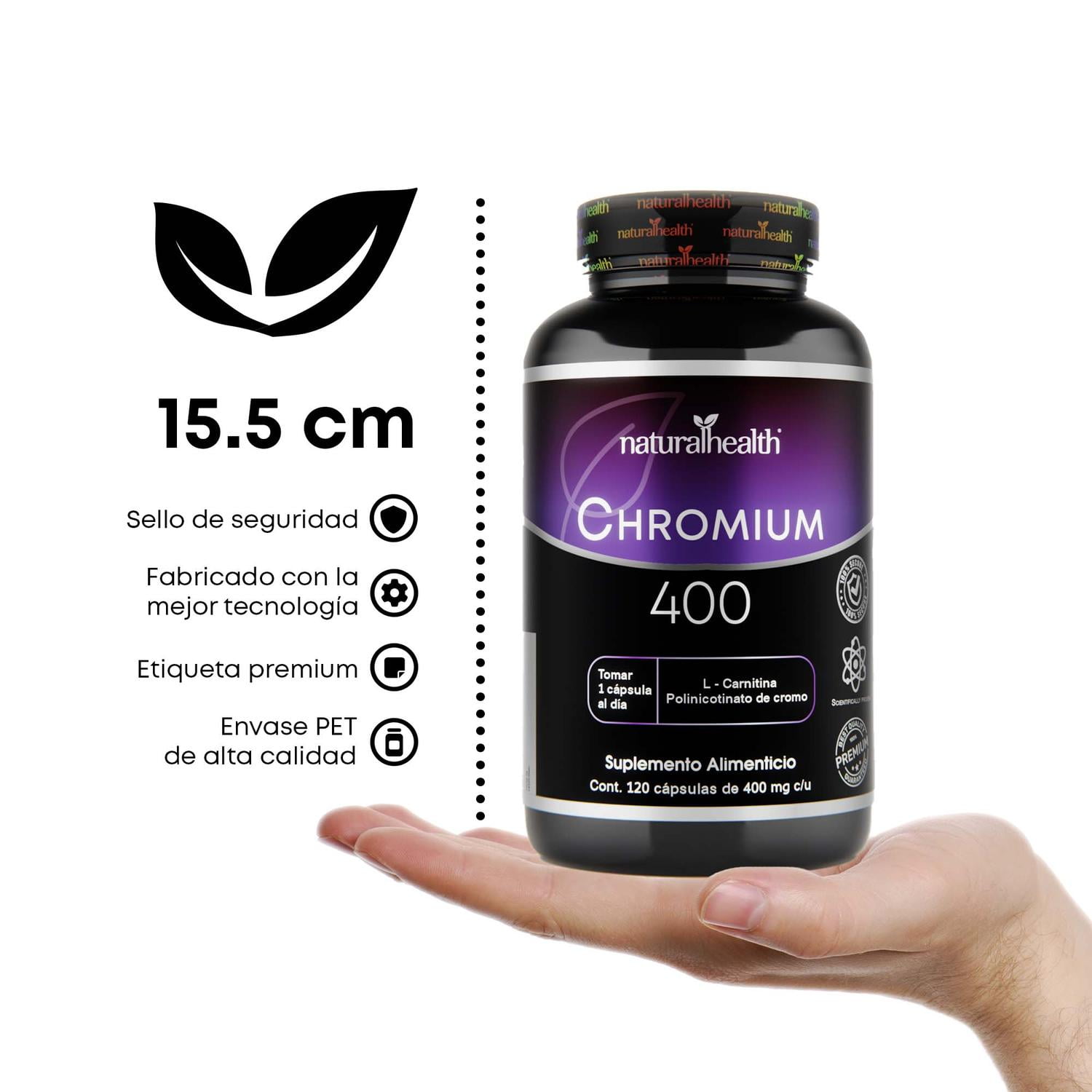 Cromo 400 Con L - Carnitina 120 Caps Natural Health