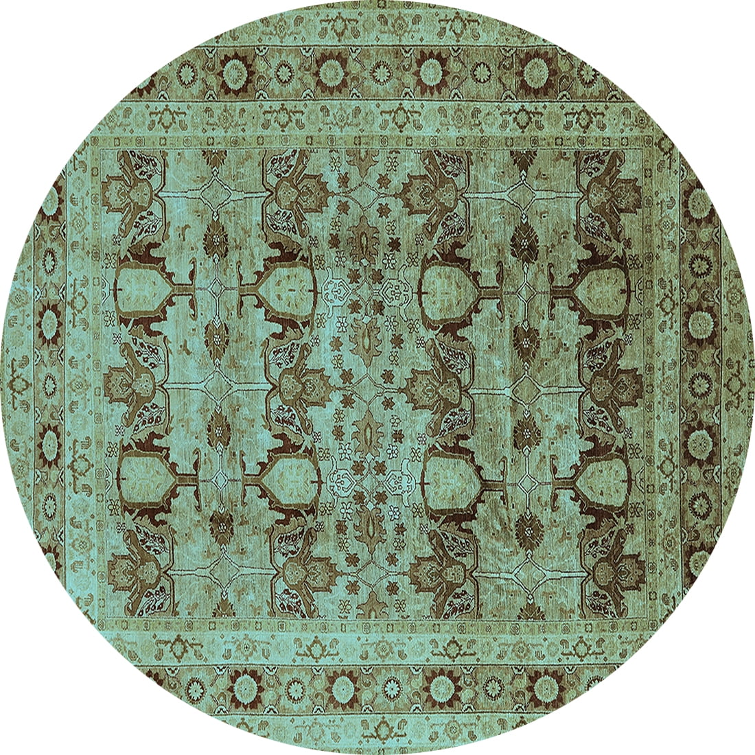 Ahgly Company Indoor Round Oriental Light Blue Industrial Area Rugs, 5 ...