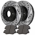 thumbnail image 3 of Geelife Front & Rear Drilled Slotted Brake Rotors Black & Ceramic Pads Kit T7, 3 of 7