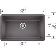 Blanco 440150 Precis 32 Undermount Single Basin Silgranit Kitchen Sink - White