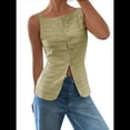 thumbnail image 2 of Camiseta de Tirantes para Mujer, , con Botones, Asimétrica, Estilo Y2K, para Salir. Verde XL, 2 of 10