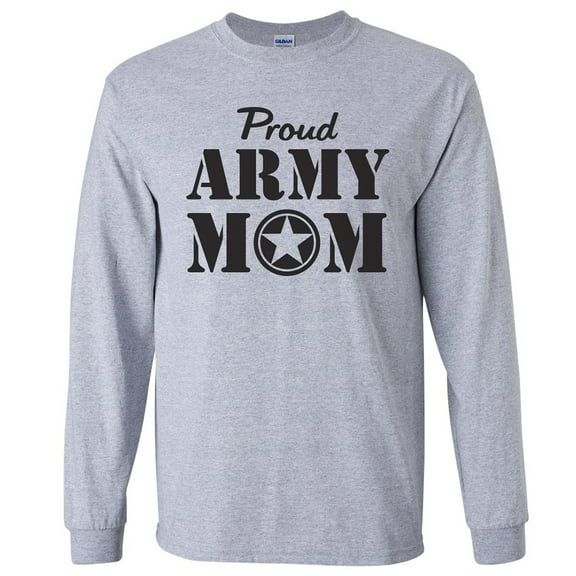 Proud Army Mom Long Sleeve T-Shirt in gray