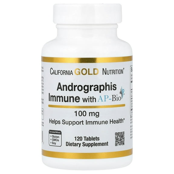 California Gold Nutrition, Andrographis Immune with APBIO, 100 mg, 120 Tablets (1 Pack)