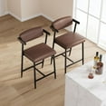 thumbnail image 3 of EDTara 26" Counter Height Bar Stools Set of 2 with Arms, 2PCS Modern Bar Stools Set with Back & Upholstered Wider Seat, Metal Bar Stools with Footrest for Kitchen Island, 3 of 5