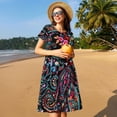 thumbnail image 4 of Fotbe Paisley Vestido Largo de Moda para Mujer, Vestido Tipo Camiseta con Manga Corta y Estilo Casual a Rayas y Bloques de Color, 4 of 6