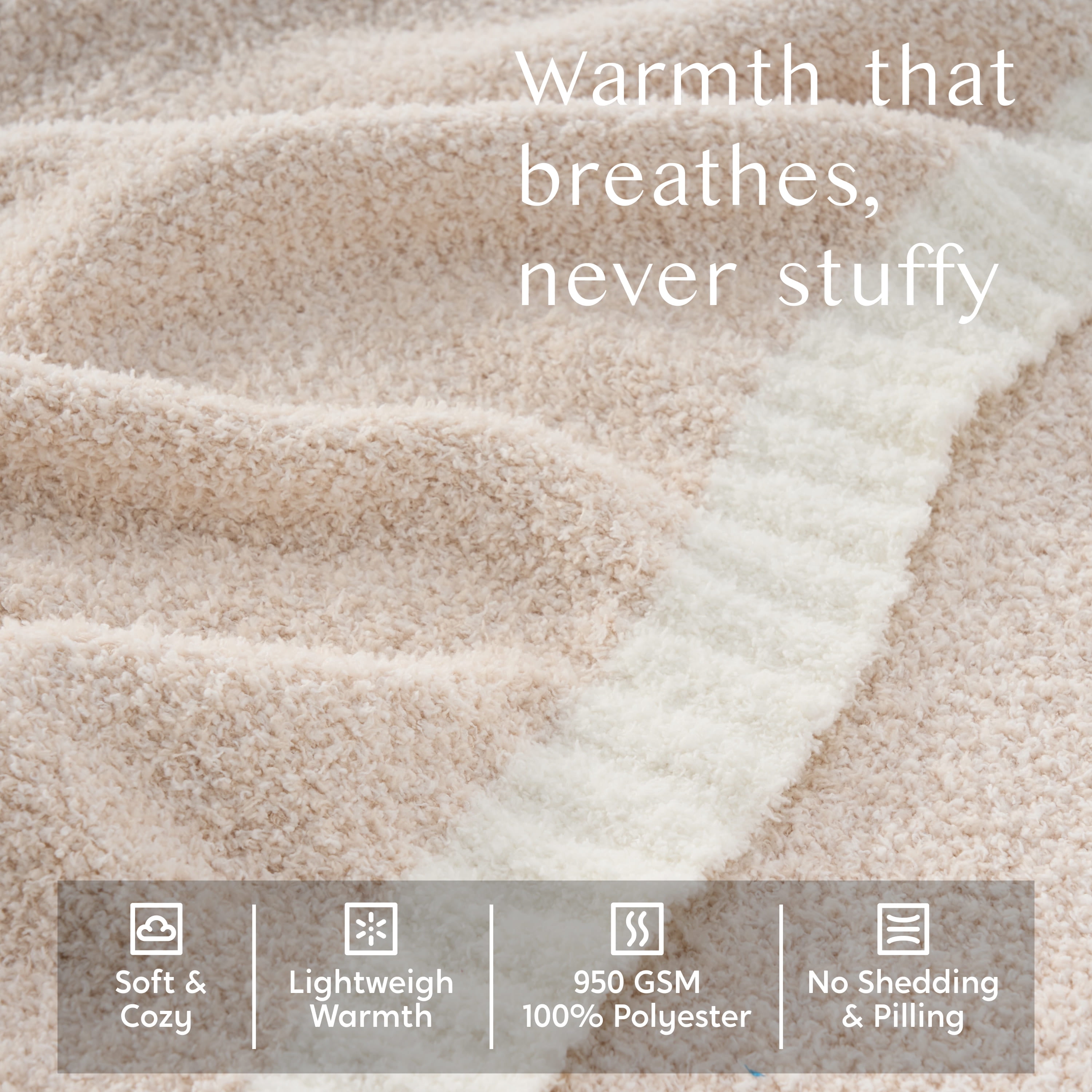 Joyfy Beige Knitted Throw XL Blanket 50x70 Inches, Cozy Soft Throw for Couch, Bed, Sofa - Cute Aesthetic Room Decor and Gift for Women, Mom, Girls, Mothers Birthday