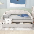 thumbnail image 2 of Triple Tree 7Upholstered Sofa Bed Pine Wood, MDF and Linen Full Size Daybed with 2 Drawers Beige, 2 of 8