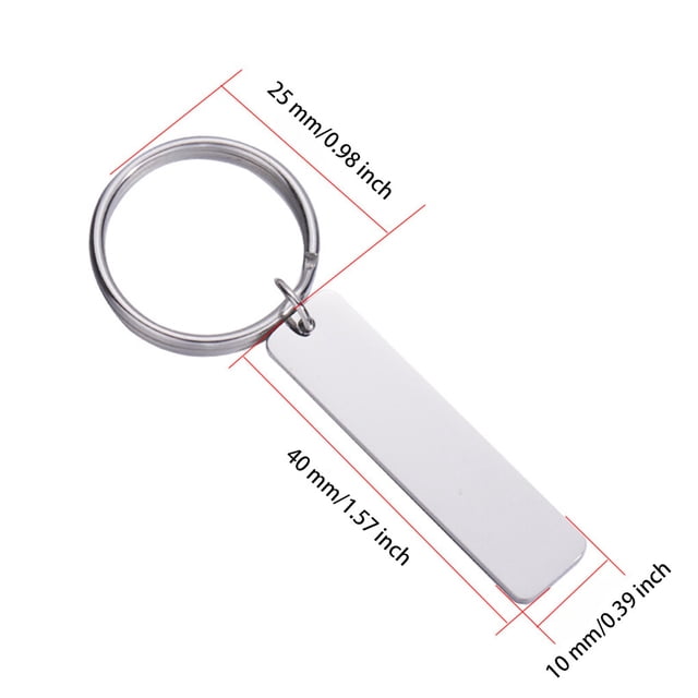 Stainless Steel Blank Keychain Decoration Portable Rectangle Key Chain Handbag Waist Hanging Keyring DIY Gifts Decorative Rose Gold