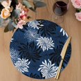 thumbnail image 3 of Blue Black Flowers Round 13 Inch Placemats Set of 8, Modern Abstract Blooms Floral HeatResistant Non Slip Place Mats for Dining Table, Wipeable Braided Kitchen Table Mats for Housewarming, 3 of 9