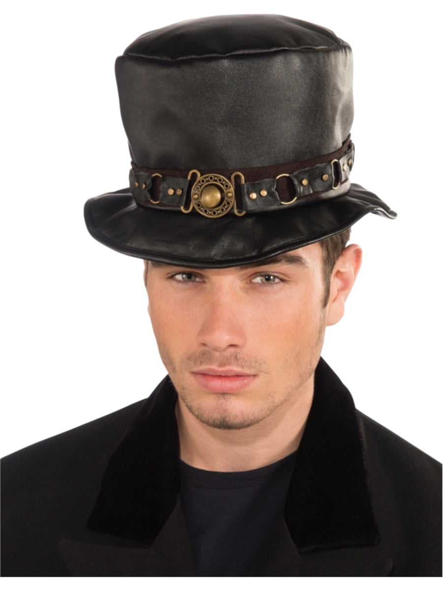faux leather top hat