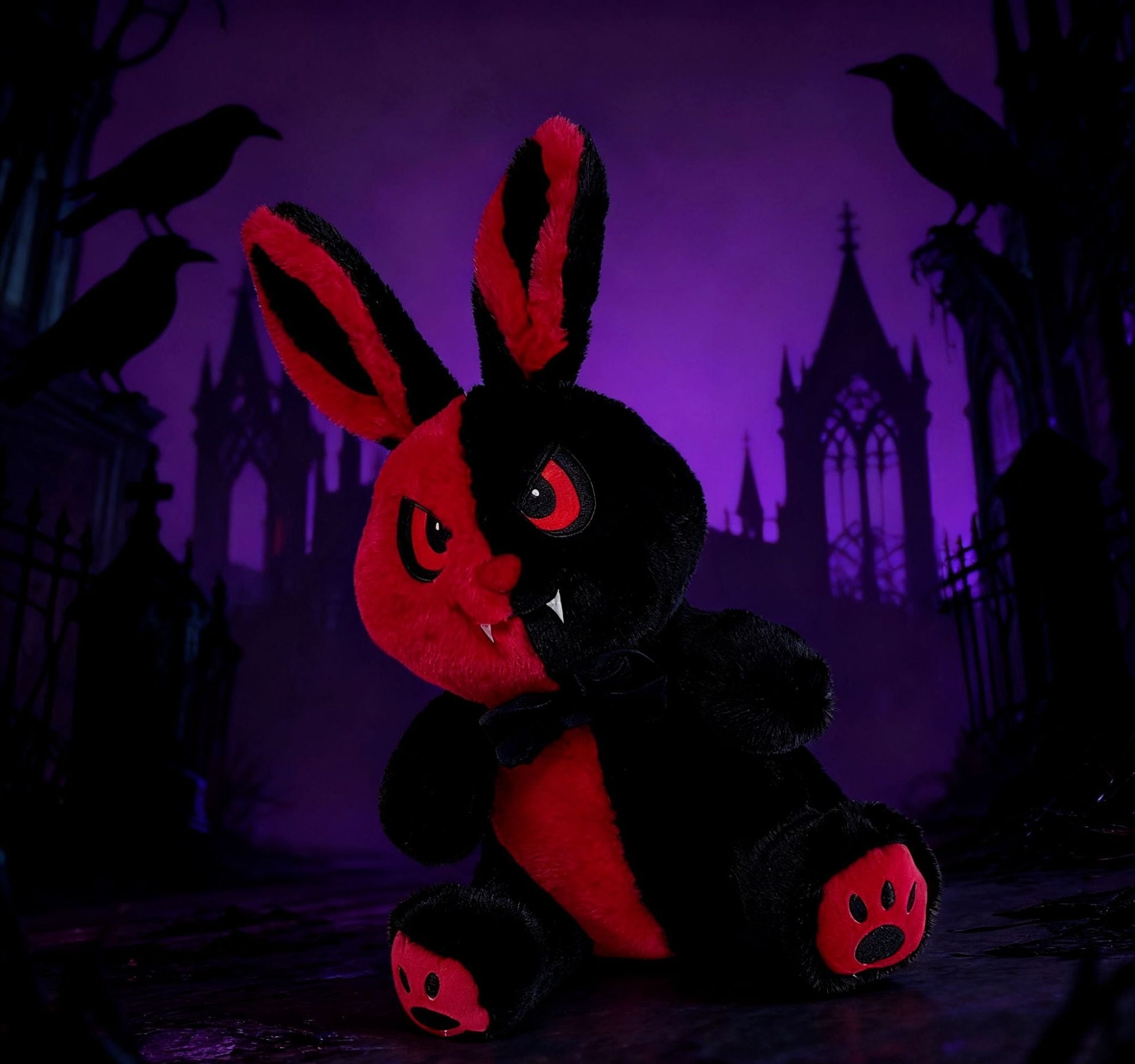 Halloween Bunny Plush Toy, Cute Stuffed Animal Rabbit Doll, Soft Furry Pillow Plushie for Kids and Adults, Holiday Home Decoration, Adorable Rabbit Plush Gift for Halloween Party & Bedroom Decor