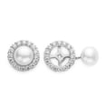 thumbnail image 2 of Jay Heart Designs 925 Sterling Silver Simulated White Diamond & Freshwater Pearl Jacket Set Earrings, 2 of 3
