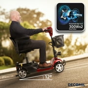 DECOMIL 4 Wheels Folding Motorized Mobility Scooter, Lightweight Electric Scooter with Long Battery Life, Premium Comfort Seat, and LED Lights, for Adults and Seniors, Supports up to 285 lbs