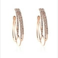 thumbnail image 2 of Cara Lady Needle Hoop Earrings For Women Jewelry Rose Gold Statement Rhinestone Crystal Punk Large Round Earrings Birthday Anniversary Valentines Day Gift Rose Gold, 2 of 4