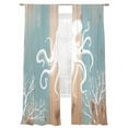 thumbnail image 7 of Coastal Octopus Sheer Curtains 84 Inch Length 2 Panels Set, Summer Coral Ocean Vintage Wood Voile Window Treatment Rod Pocket Curtains Sheers Drapes for Bedroom/Living Room/Kitchen 52"x84"x2, 7 of 7