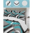 thumbnail image 4 of Turquoise Geometric Twin Size Down Alternative Comforter, Lightweight Comforter Quilt Bedding Set with Pillow Shams Grey Classic Abstract Lines Striped All Seasons Bed Comforter Duvet Insert 68"x86", 4 of 7