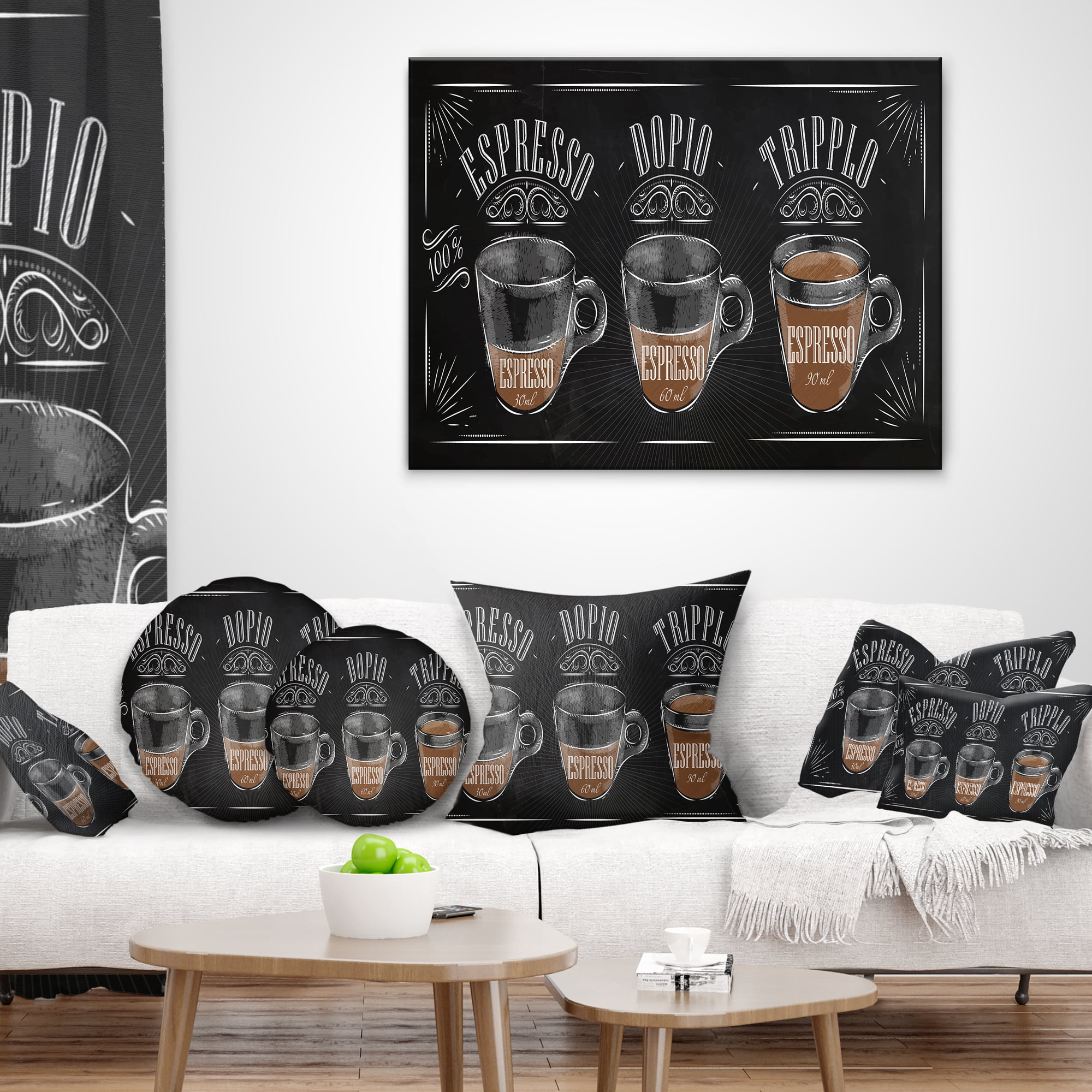 Designart Espresso Kraf Black - Throw Pillow - 18x18