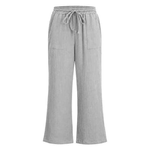 WhouRiu Girls Casual Flared Pants Fashion Solid Color Drawstring Waist Loose Trousers With Pockets Kids Comfortable Lightweight Daily Wear,13-14 Years