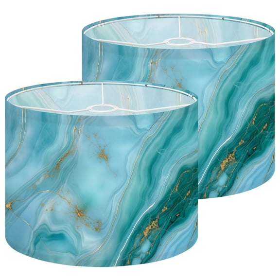 Lampshades 2 Pack Abstract Blue Green Agate Gold Veins 13"x13"x10" Light Shade for Table Lamps Floor Lamp Shades Lampshade Replacement Easy Assembly