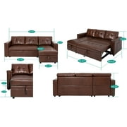 Naomi Home Perry Modern Leather Sectional Sofa with Storage Chaise-Color:Black,Fabric:Air Leather