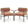 thumbnail image 1 of Costway 2 PCS Velvet Upholstered Accent Chair with Cylindrical Backrest & Metal Armrests Brown, 1 of 9