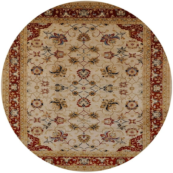 Ahgly Company Indoor Round Mid-Century Modern Mahogany Brown Oriental Area Rugs, 6' Round