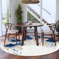thumbnail image 3 of Round Rug 6Ft Washable Non-Slip, Navy Blue Spring Floral Circle Area Rugs for Living Room Bedroom, Farmhouse Butterfly Indoor Floor Mats Carpet Runner for Home Decor Aesthetic, 3 of 8