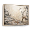 thumbnail image 2 of Designart "Beige Minimalist Deer Portrait I" Animals Deer Floater Framed Canvas Prints, 2 of 5