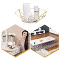 thumbnail image 4 of 1PC Storage Basin Brass Glass Storage Tray Golden Retro Polygon Mirror Tray Home Storage Basin, 4 of 8