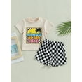 thumbnail image 4 of nvzhuang Baby Boys Shorts Set, Short Sleeve T-shirt with Elastic Waist Plaid Shorts Summer Outfit, 4 of 9