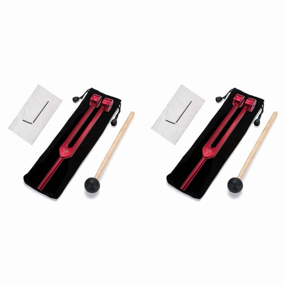NEW 2X 128 Hz Tuning Fork Weighted Red Forks for Healing Slider