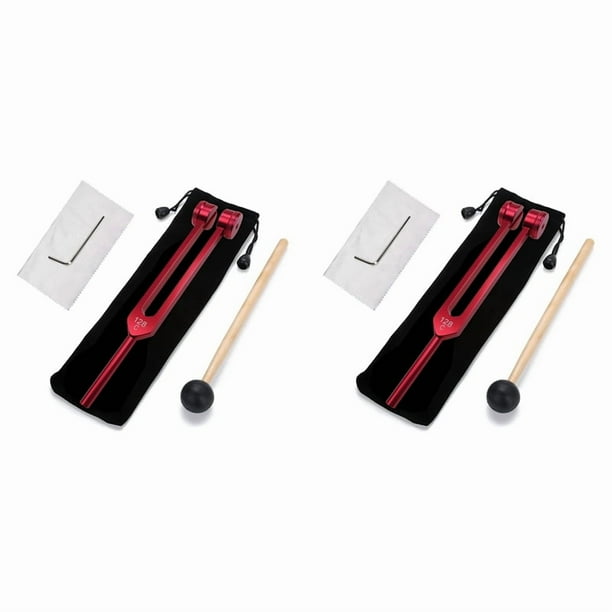 2X DipasóN de 128 Hz Diapasones Rojos Ponderados para CuracióN DiapasóN Deslizante SóNico de 128 Hz