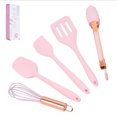 thumbnail image 3 of 5 Pc Silicone Cooking Utensils, Kitchen Tools, Easy to Clean Silicone Kitchen Utensil Set, Silicone Spatula Set for Nonstick Cookware - Pink, 3 of 7