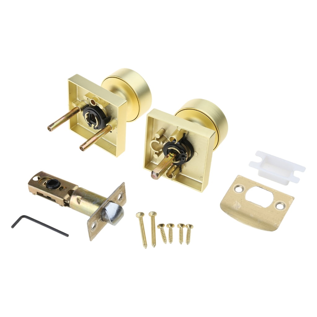 Brushed Gold Privacy Door Knobs for Interior space Heavy Duty Square Door Handle 86.2mm Length Door Knobs for Bedrooms