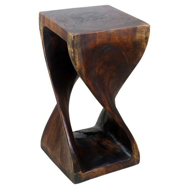 Strata Furniture 23x12" Traditional Wood Twist Stool/End Table in Mocha Brown